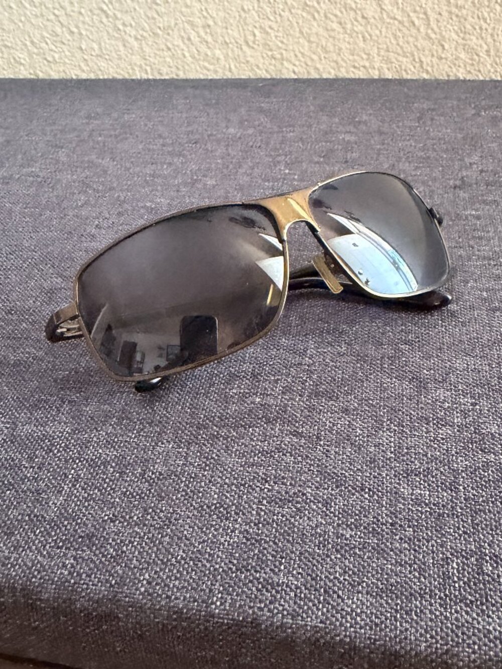 Black Rectangular Sunglasses with Dark Lenses & Metal Frame